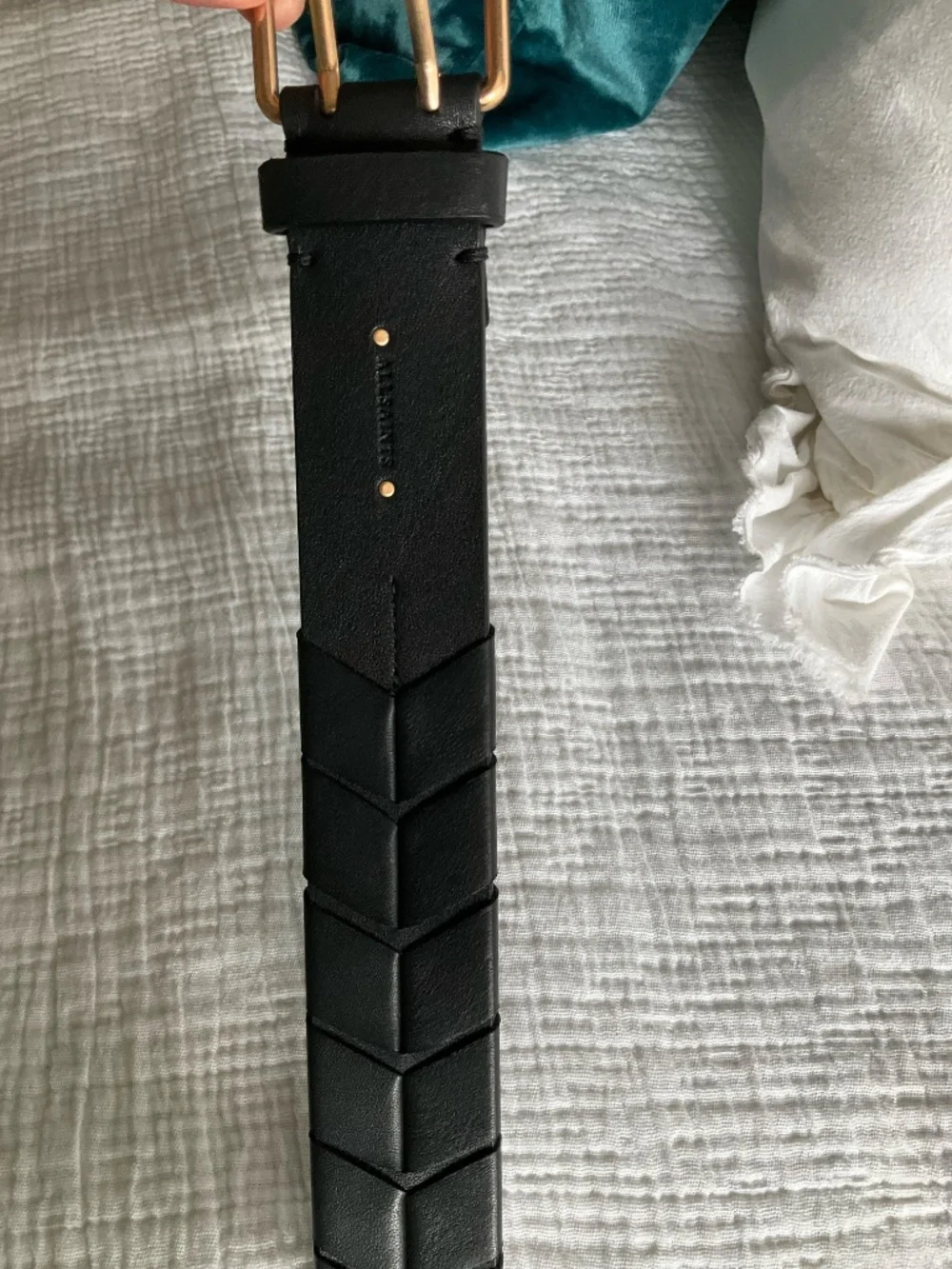 All Saints Black Textured Leather Belt